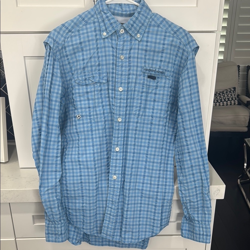 Vineyard Vines Men's Blue Plaid Harbor Shirt
